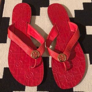 Tory Burch Leather Gold Logo Sandal. Worn once